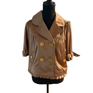 Stylish Tan Double-Breasted Women's Jacket vintage forever 21